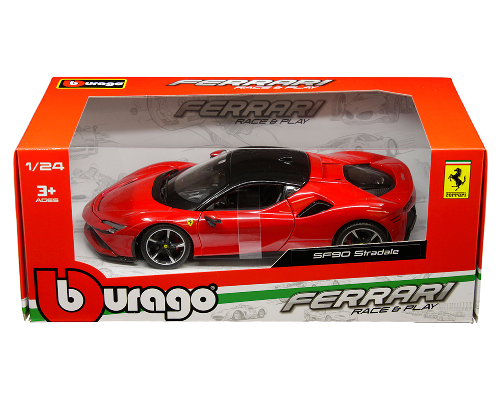 Details about   Bburago 1/24 Diecast Ferrari SF90 Stradale Open close Car model Red Black Roof 