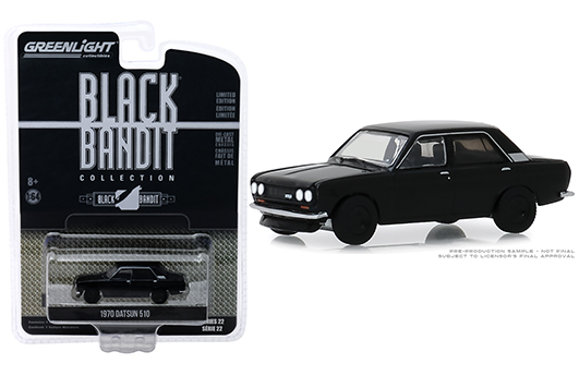 1970 Datsun 510  4-Door Custom *** Greenlight Black Bandit 1:64 