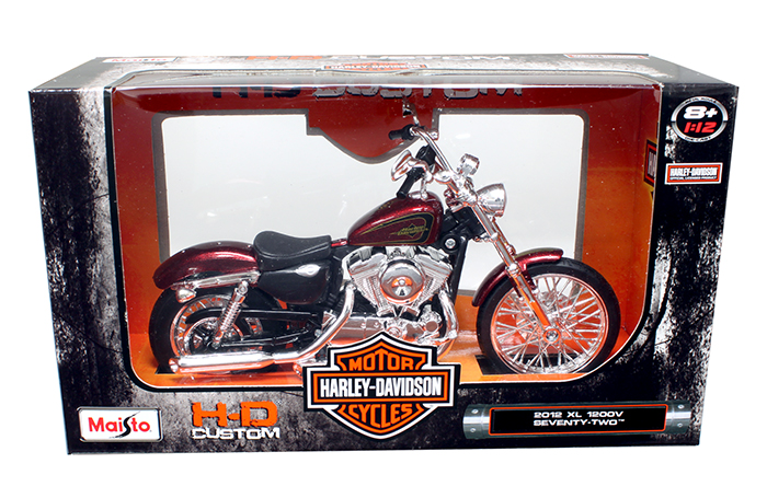 Harley Davidson 2013 XL 1200V SEVENTY-TWO Motorcycle Diecast 1:12 Maisto 5in GRN 