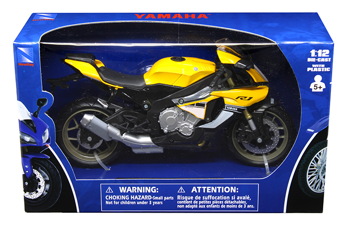 New Ray Yamaha YZF R1 1:12 Toy Model Die-Cast Motocross Motorbike Yellow 