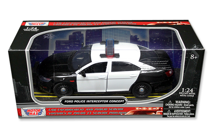 1:24 MOTORMAX FORD POLICE INTERCEPTOR CONCEPT DIE-CAST BLACK AND WHITE 76925 