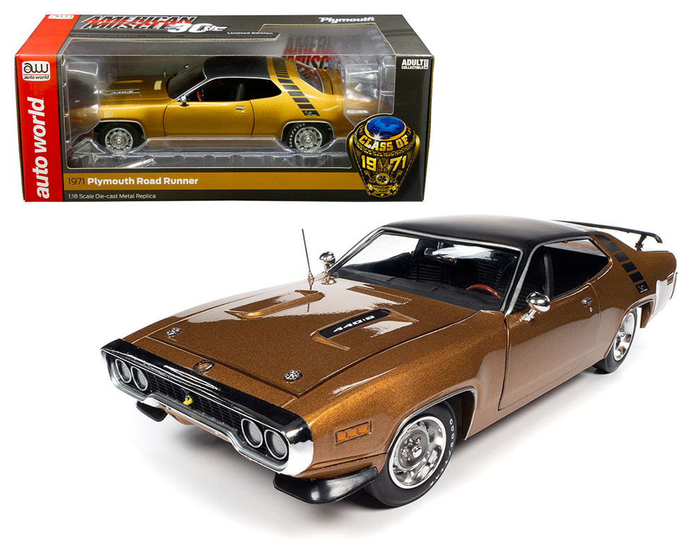 Auto World 1:18 American Muscle 1971 Plymouth Road Runner Hardtop (Gold)