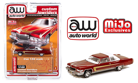 Auto World 1:64 Mijo Exclusive Custom Lowriders 1976 Cadillac Coupe Deville  Burgundy Limited Edition 4,800 Pcs