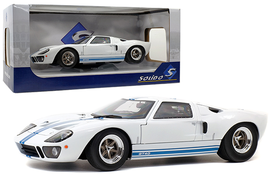 FORD GT40 WIDEBODY WHITE W/BLUE STRIPES 1/18 DIECAST MODEL CAR SOLIDO S1803002 