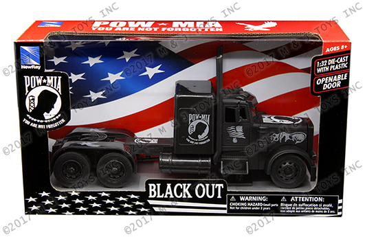 Peterbilt Veterans POW-MIA Black Out Semi Truck Diecast 1:32 Newray 12inch Matte 