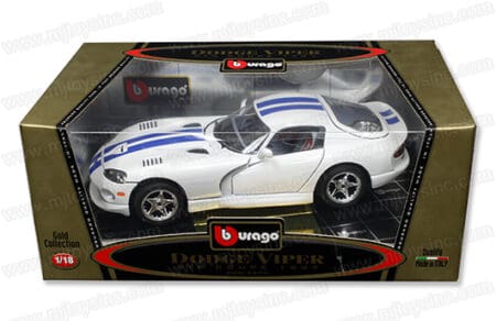 BBURAGO 1:18 GOLD COLLECTION 1997 DODGE VIPER GTS COUPE WITH BLUE STRIPES