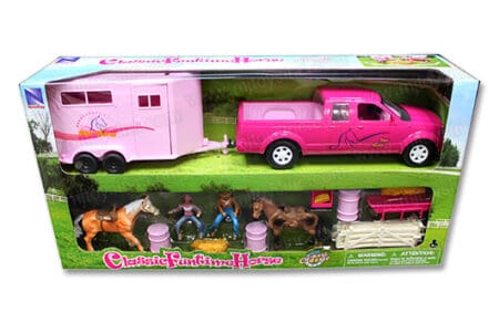NEWRAY CLASSIC FUNTIME HORSE PLAYSET - TRUCK AND TRAILER WITH FIGURES AND ACCESSORIES