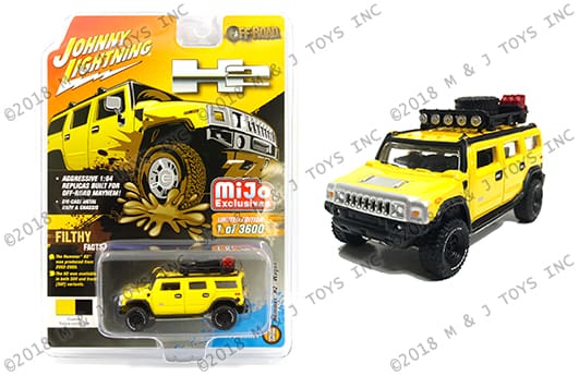 Johnny Lightning 1:64 Off-Road - Hummer H2 Wagon with Roof Rack and Accessories (Yellow) - MiJo Exclusives