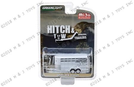 Greenlight 1:64 Hitch & Tow Trailers - Livestock Trailer (White) - MiJo Exclusives