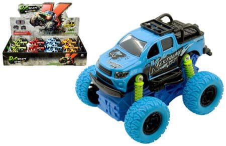 Display Tray Vehicles - Off-Road Truck 4x4 (~5" or 1:32)(Friction Powered)(Blue,Green,Orange,Red)