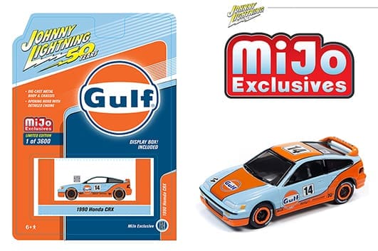 JOHNNY LIGHTNING ミニカー　ガルフ 2種　MIJO Johnny Lightning 50th Anniversary 1990 Honda CRX Gulf Mijo 1