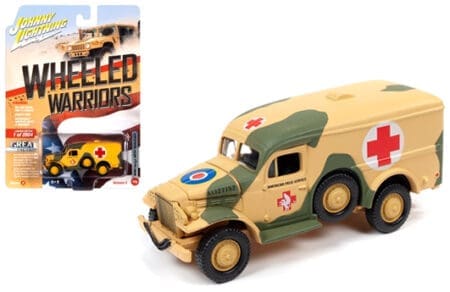 Johnny Lightning 1:64 Wheeled Warriors Release 2 Version A - WWII Dodge WC54 Ambulance (Green/Tan Camouflage) (Limited Edition 1 of 2004)