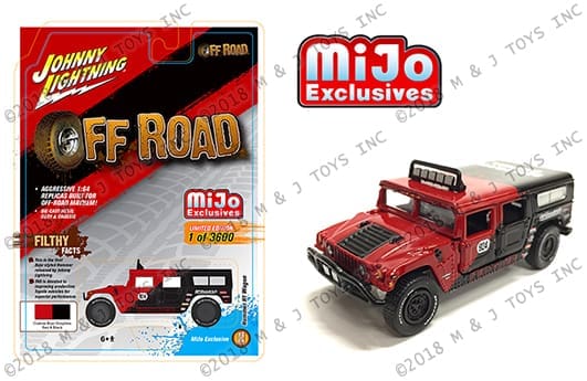 Johnny Lightning 1:64 Off Road - 2003 Hummer H1 Wagon (Custom Baja Graphics/Red/Black) - MiJo Exclusives