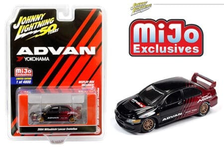 Johnny Lightning 50th Anniversary 1:64 MiJo Exclusives - 2004 Mitsubishi Lancer Evolution Advan Yokohama (Black/Red)