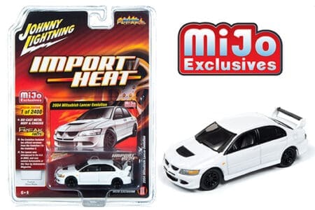 Johnny Lightning 1:64 Mijo Exclusive Import Heat 2004 Mitsubishi Lancer Evolution white Limited 2,400