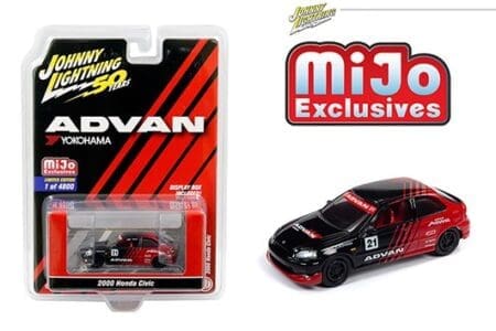Johnny Lightning 1:64 50th Anniversary - 2000 Honda Civic Advan Yokohama Limited Edition 1 of 4800 (Red/Black)- MiJo Exclusives