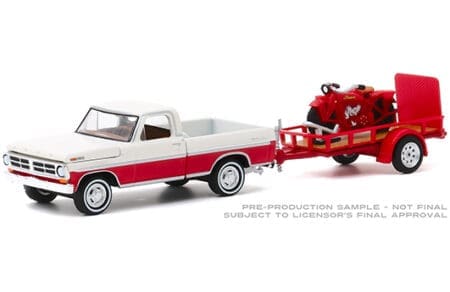 Greenlight 1:64 Hitch & Tow Series 20 - 1972 Ford F-100 (White/Red) with Trailer & 1920 Indian Scout (Red)