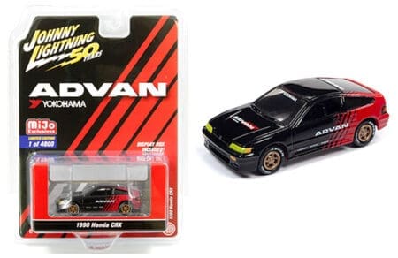 Johnny Lightning 1:64 50th Anniversary - Advan Yokohama - 1990 Honda CRX (Black/Red) - MiJo Exclusives