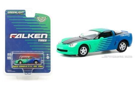 Greenlight 1:64 Hobby Exclusive - 2013 Chevrolet Corvette C6 - Falken Tires (Green/Blue)