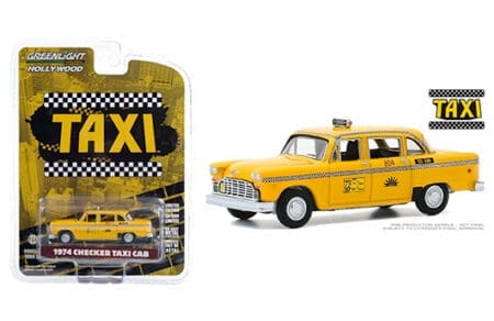Greenlight 1:64 Hollywood Series 29 - Taxi (1978-83 TV Series) - 1974 Checker Taxi Sunshine Cab Company #804 (Yellow)