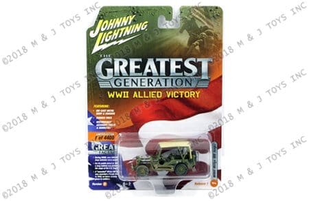 Johnny Lightning 1:64 The Greatest Generation: WWII Allied Victory - Willys MB Jeep with Beige Soft Top (Dirty Version)