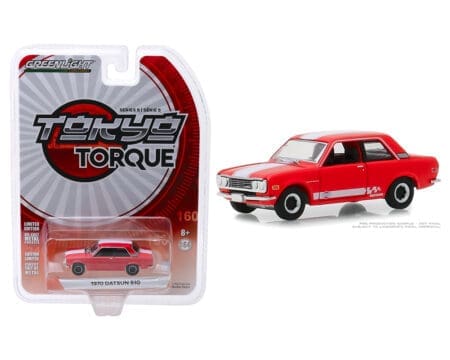 Greenlight 1:64 Tokyo Torque Series 5 - 1970 Datsun 510 - Red with white stripe
