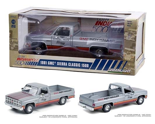 Greenlight 1:18 1981 GMC Sierra Classic 1500 65th Annual Indianapolis 500 Mile Race Official Truck (Silver/Red)