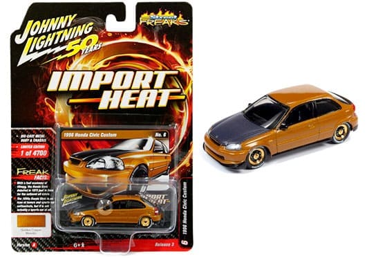 Johnny Lightning 1:64 50 Years - Street Freaks 2019 Release 3 Version A - 1996 Honda Civic Custom (Golden Copper Metallic)