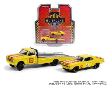 Greenlight 1:64 H.D. Trucks Series 20 - 1967 Chevrolet C-30 Ramp Truck Shell Oil with 1969 Chevrolet Camaro Shell Oil Trans Am Solid Pack