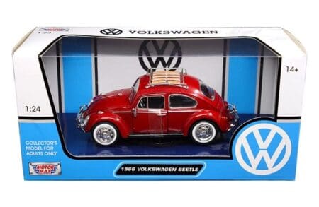 Motormax 1:24 W/B - 1966 Volkswagen Beetle with luggage rack (Red)