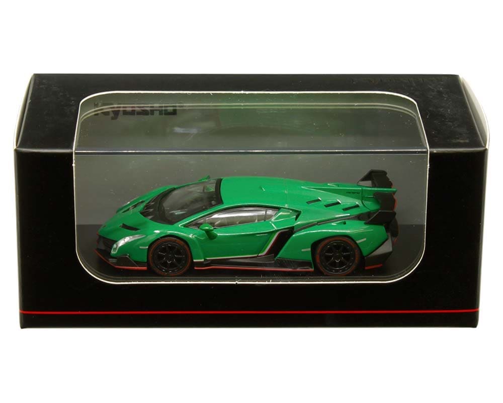 Kyosho 1:64 Lamborghini Veneno (Green / Red Line) - M & J Toys Inc