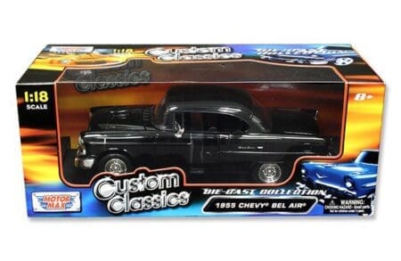 Motormax 1:18 1955 Chevrolet Bel Air Hard Top Black - Custom Classics