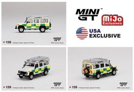 Mini GT 1:64 Mijo Exclusive World Wide Land Rover Defender 110 British Red Cross Search & Rescue RHD Limited Edition