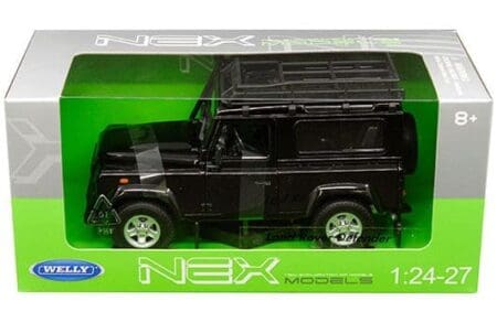 Welly 1:24 W/B - Land Rover Defender with roof rack (Black)