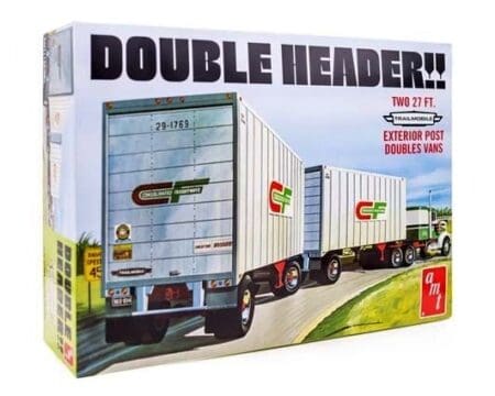AMT Model Kit 1:25 Double Header!! Two 27 FT. Trailmobile Exterior Post Doubles Vans