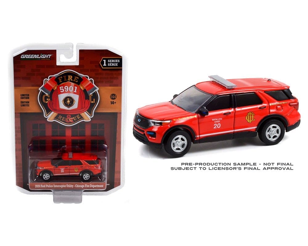 Greenlight 1:64 Fire & Rescue Series 1 - 2020 Ford Police Interceptor Utility - Chicago, Illinois Fire Department Battalion Chief