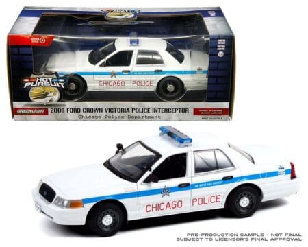 Greenlight 1:24 Hot Pursuit Series 3 2008 Ford Crown Victoria Police Interceptor Chicago Police Department (White)