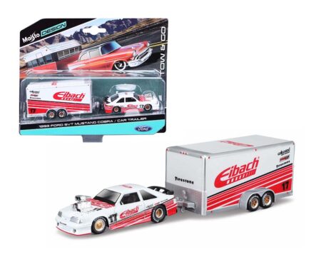 Maisto 1:64 Design Tow & Go Ford SVT Mustang Cobra With Enclosed Trailer Eibach