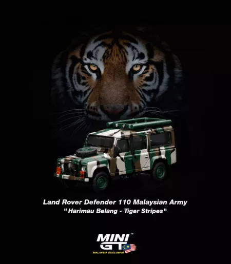 Mini GT 1:64 Land Rover Defender 110 Malaysian Army "Harimau Belang" - Malaysia Exclusive