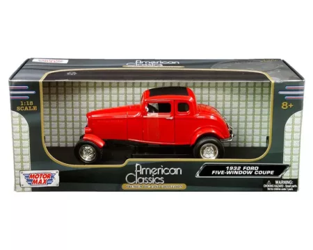 Motormax 1:18 American Classics 1932 Ford Five-Window Coupe (Red)