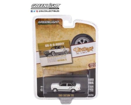 Greenlight 1:64 Vintage Ad Cars Series 6 - 1969 Datsun 510 (White with black top)