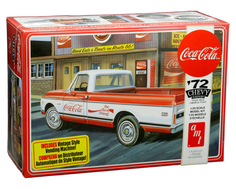 amt coca cola 1972 chevy fleetside pickup with vending machine and crates