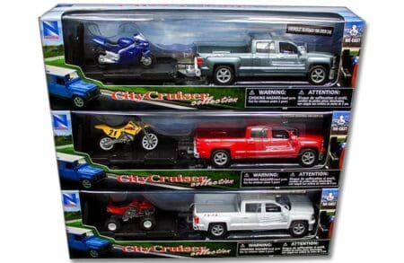 New Ray 1:32 Chevrolet Silverado Truck with Motorcycle/ATV - City Cruiser