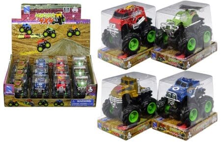 New Ray 1:72 Monster 4X4 in PVC Covers - Display Tray Set of 12