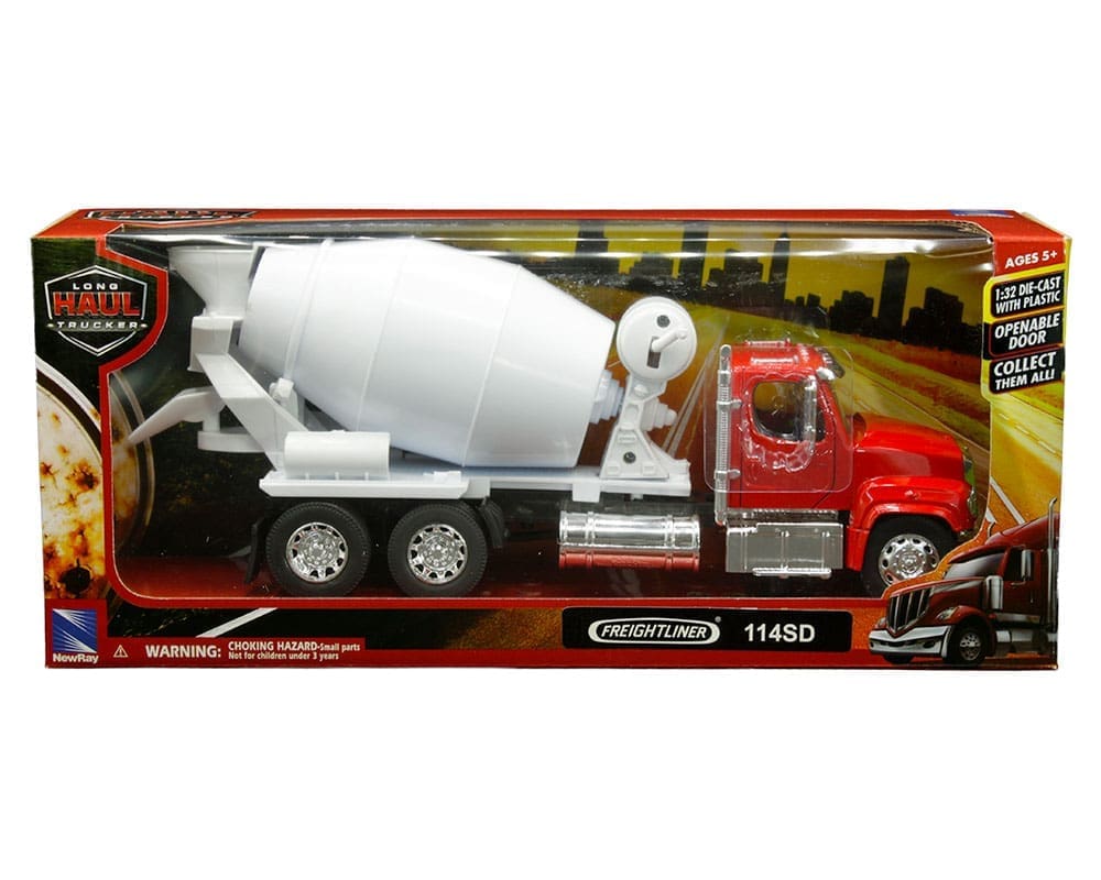 New Ray 1:32 Freightliner 114SD Cement Mixer (Red New Ray 1:32 Freightliner 114SD Cement Mixer (Red