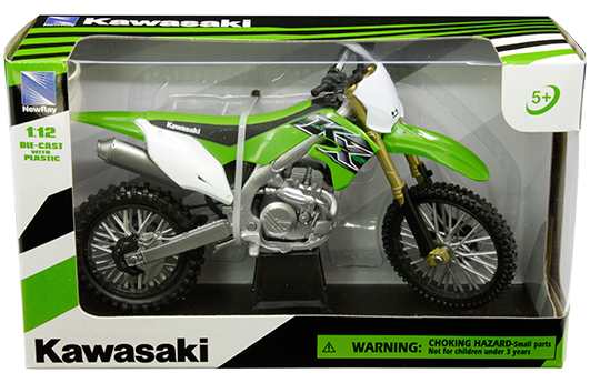 Kawasaki KX 450 F Motorcycle 1:12 Scale Die-Cast with Plastic Green 