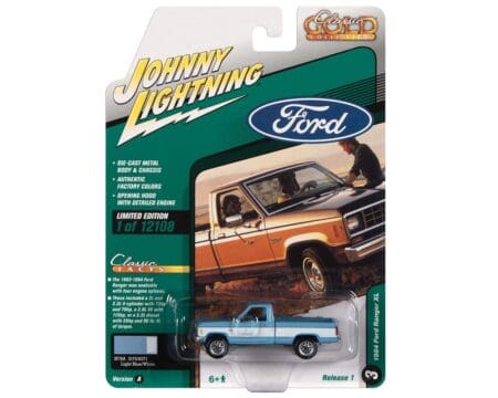 Johnny Lightning 1:64 1984 Ford Ranger XL (Light Blue - White ) - Classic Gold 2022 Release 1 Version A Limited Edition
