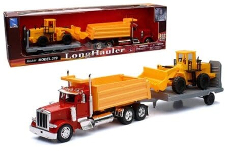 New Ray 1:32 Peterbilt 379 Dump Truck W/ Wheel Loader - Long Haul Truckers