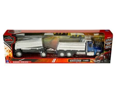 New Ray 1:32 Freightliner 114SD Twin Dump Truck - Blue and Chrome – Long Haul Trucker