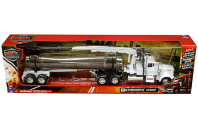 13 Inch Flatbed With Log Trailer 1:32 Scale By New Ray Toys Red 